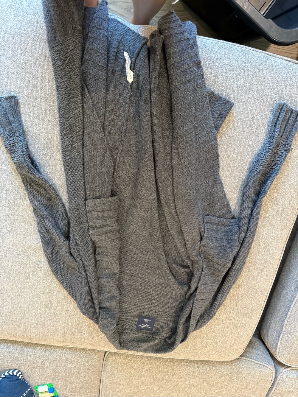 American Eagle Outfitters Gray Shawl-Collar Cardigan